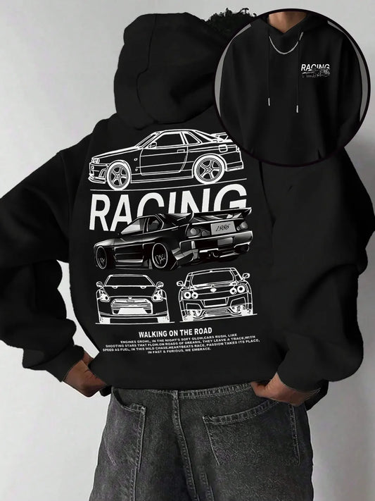 Racing Car Graphic Hoodie – Double-Sided Print Unisex Sweatshirt
