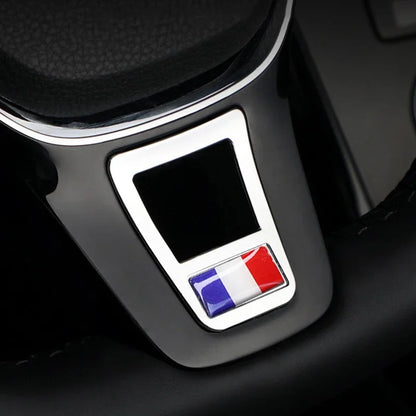 Steering Wheel Emblem Cover Sticker – Flag & Carbon Fiber Designs