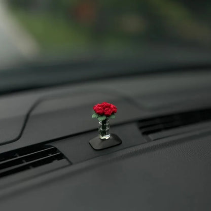 Mini Flower Vase Car Interior Ornament – Rose & Sunflower Console Decor
