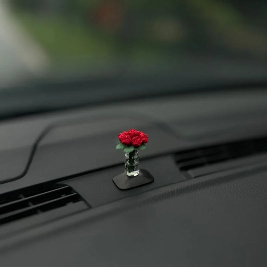 Mini Flower Vase Car Interior Ornament – Rose & Sunflower Console Decor