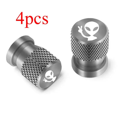4Pcs Alien Car Wheel Tire Valve Cap