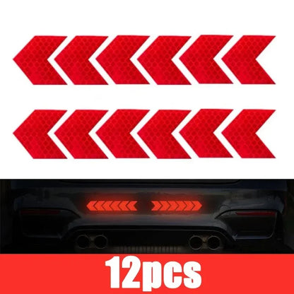 Reflective Arrow Safety Sticker Set – 12 Pcs Car & Motorcycle Decals