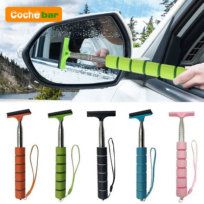 Car Rearview Mirror Wiper – Telescopic Glass & Mist Cleaner Scraper (21–98cm)