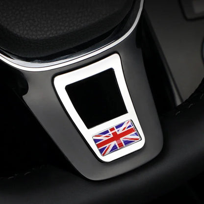Steering Wheel Emblem Cover Sticker – Flag & Carbon Fiber Designs