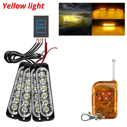 12-24V LED Strobe Lights - 18-Mode Vehicle Warning Set