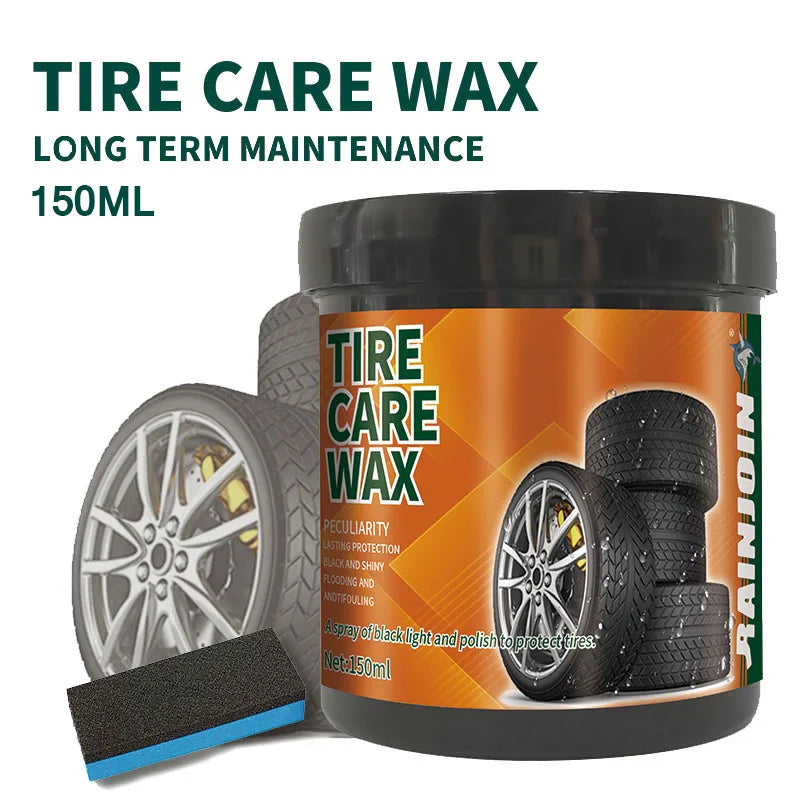 Tire Shine Wax with Sponge – Car Tyre Cleaner & Brightener