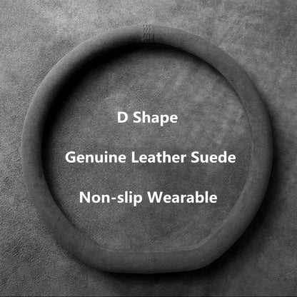 Suede Steering Wheel Cover – Universal 37–38cm, D & O Shape