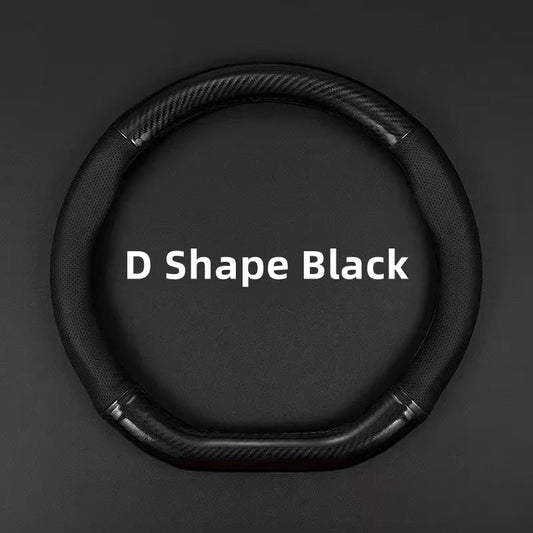 Carbon Fiber Steering Wheel Cover – Leather Anti-Slip