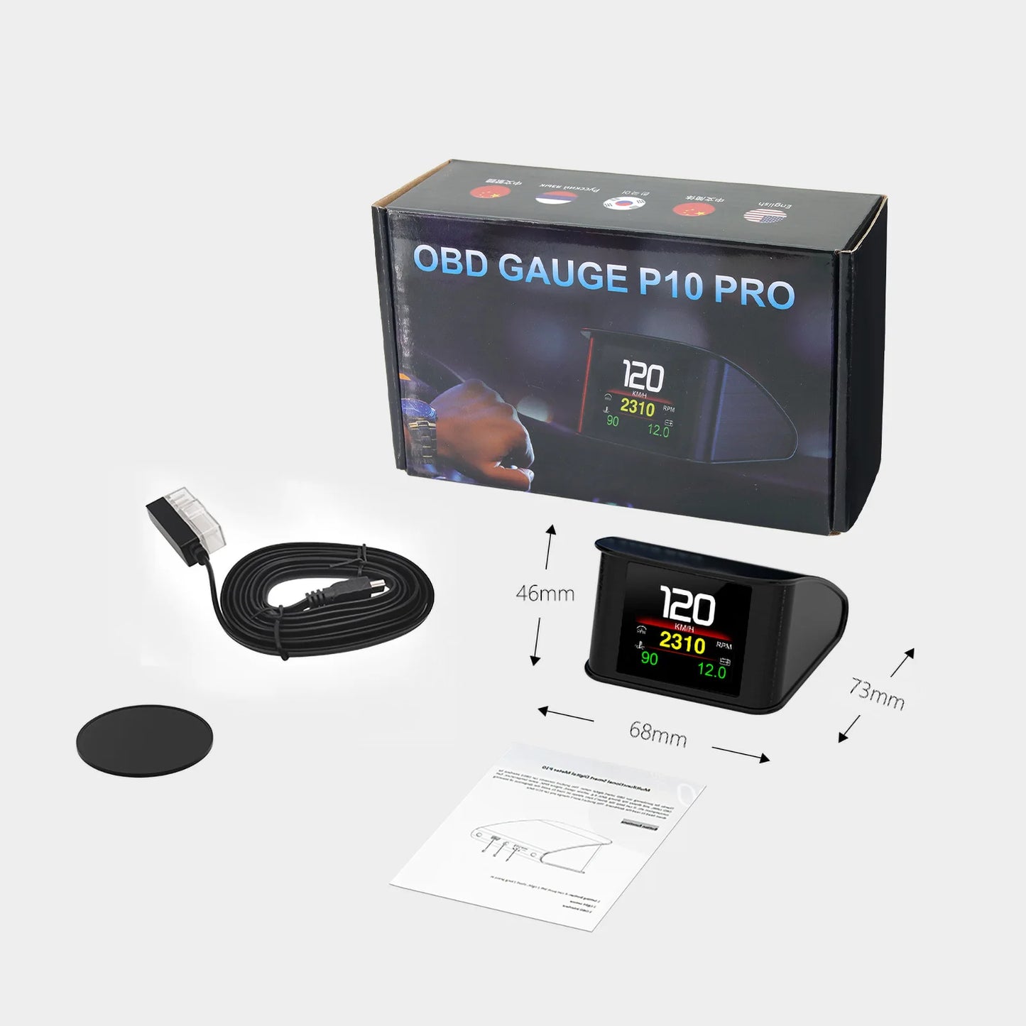 P10 Pro OBD2 HUD – On-Board Computer Speedometer Temp Fuel RPM