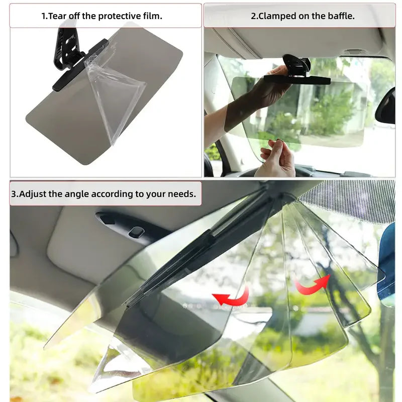 Car Anti-Glare Sun Visor Mirror – UV Protection Sunshade
