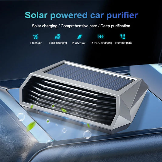 Solar Car Air Purifier – Ozone & Anion | Auto Vibration Sensor