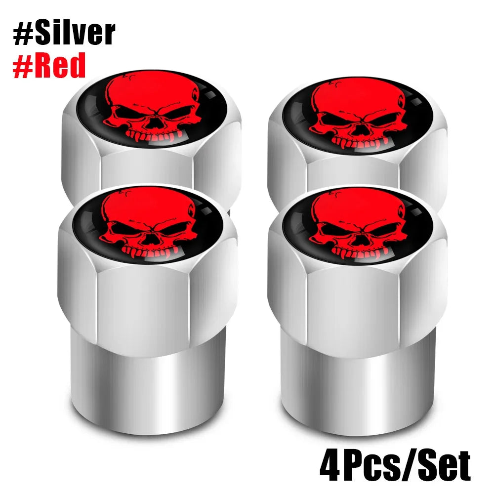 4Pcs/Set Skull Tire Valve Stem Cap