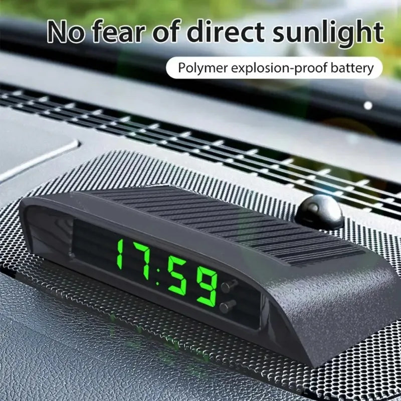 Solar Car Clock Stick-On Digital Watch 24H Auto Brightness