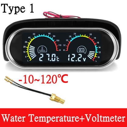 2-in-1 Car LCD Water Temp Gauge & Voltmeter 12V/24V
