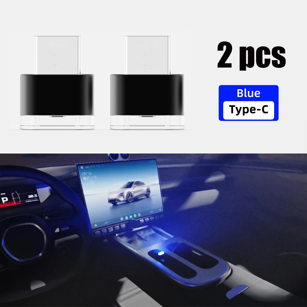 Mini Type-C LED Ambient Light – Plug & Play Car & Indoor Atmosphere Lamp (2 pcs)