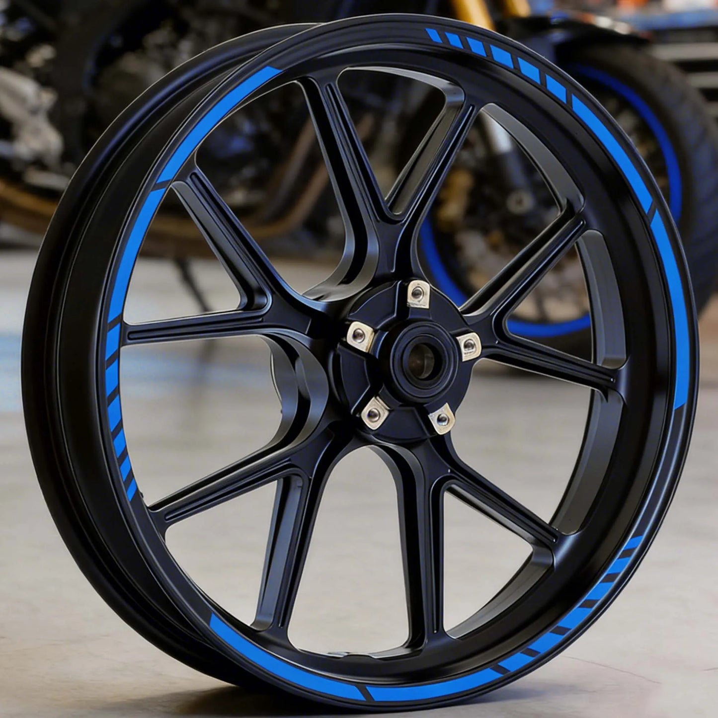 Motorcycle Wheel Rim Stickers – Racing Stripe Vinyl Decals for 15–19" Rims