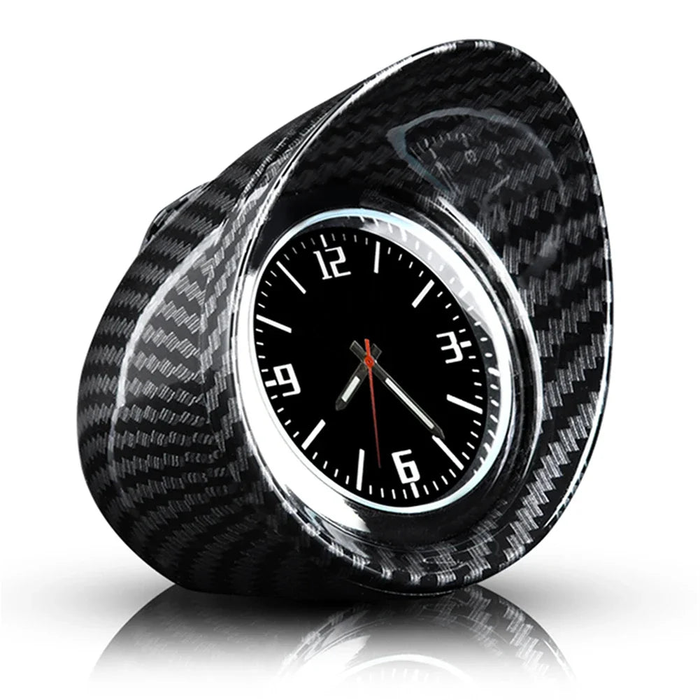 Carbon Fiber Car Dashboard Clock – Luminous Quartz Waterproof Watch