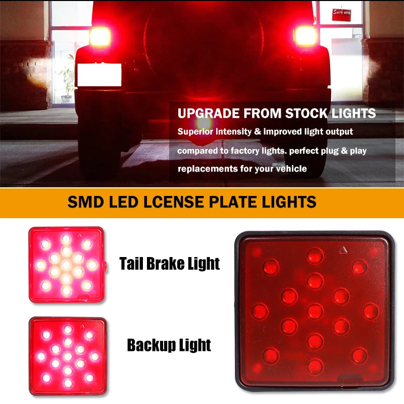 2-Inch Trailer Hitch Receiver Cover - 15-LED Brake Light