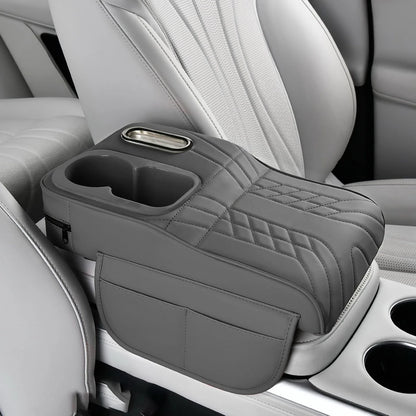 Car Armrest Cushion Cover – Console Pad with Tissue Holder & Cup Slot