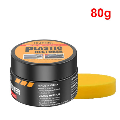 Car Plastic Restorer Wax – Back to Black Coating for Panels, Leather & Trim (80g)