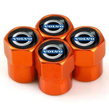Metal Car Tire Valve Caps – 4pcs, 8 Colors, Round & Hex Style