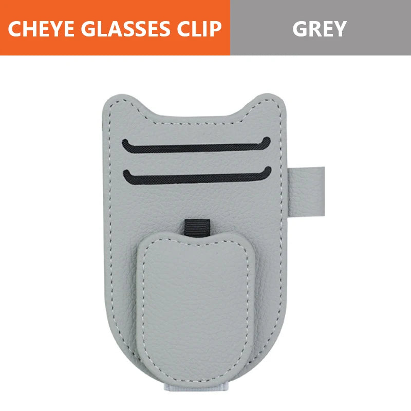 Magnetic Sun Visor Glasses Holder - Leatherette Clip Mount