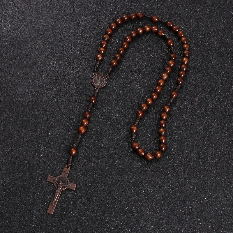 Wooden Rosary Cross Pendant | Car Charm