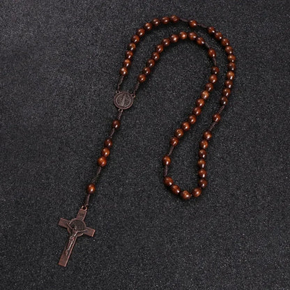 Wooden Rosary Cross Pendant | Car Charm