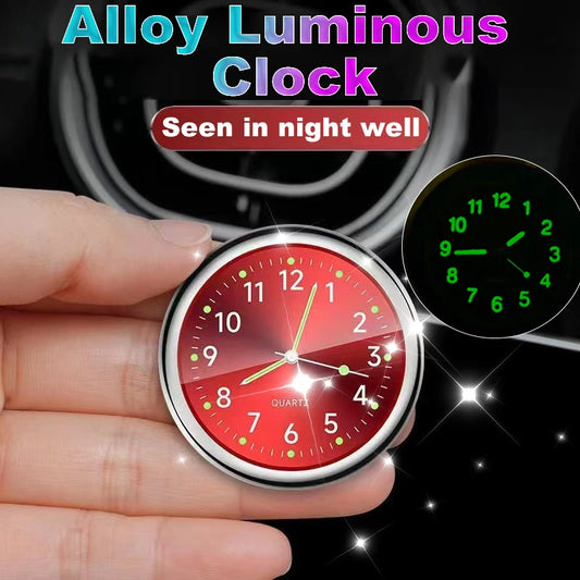 Mini Car Clock – Stick-On Quartz with Sapphire Glass & Luminous Dial