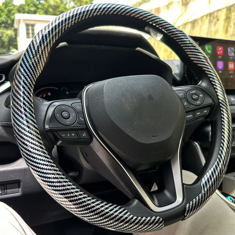 Carbon Fiber Laser Steering Wheel Cover – Anti-Slip