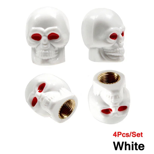 Skull Tire Valve Stem Caps – Set of 4 | Copper Core | 6 Colors