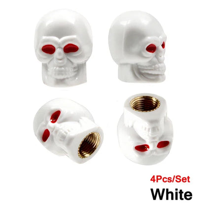 Skull Tire Valve Stem Caps – Set of 4 | Copper Core | 6 Colors