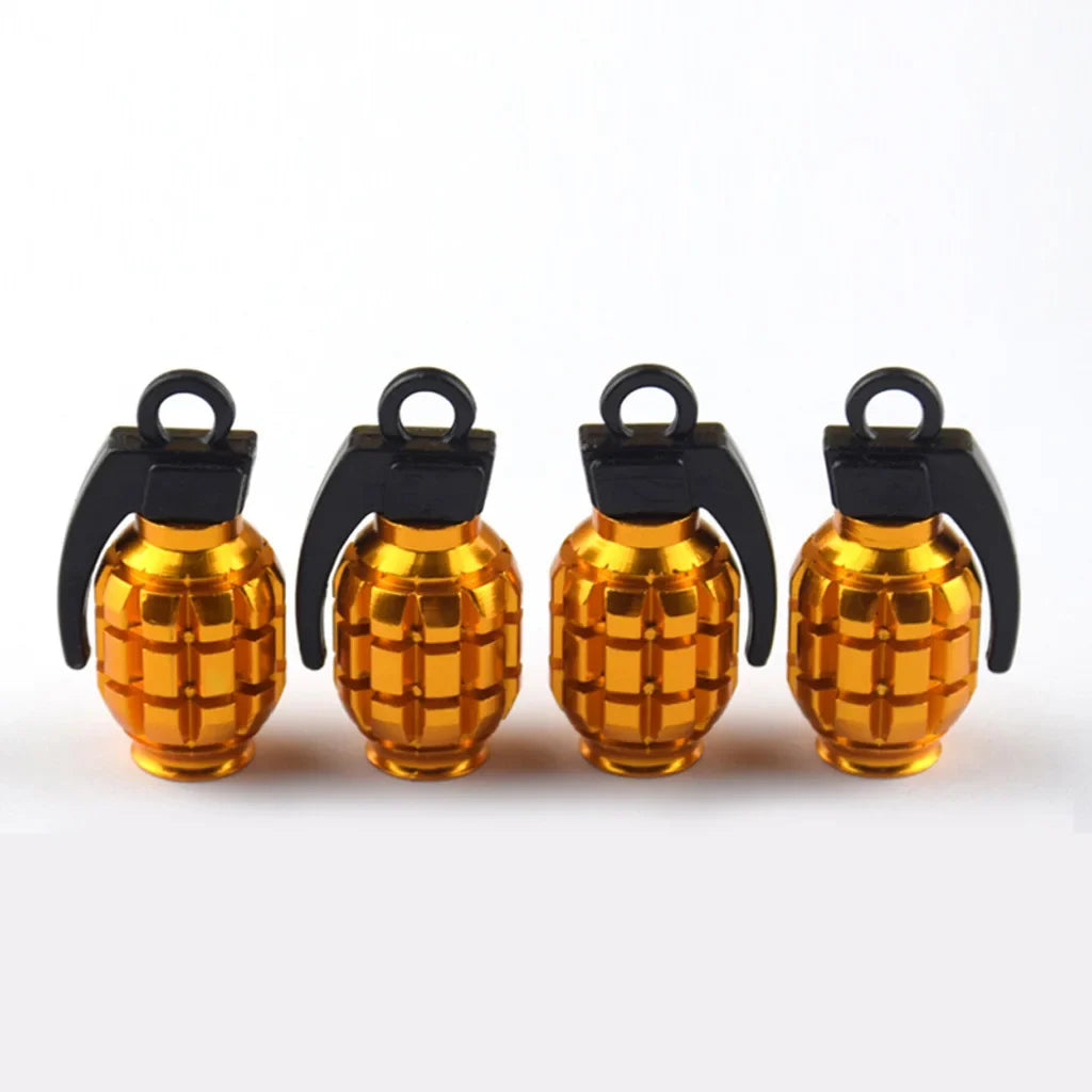4PCS Grenade Style Tire Valve Caps