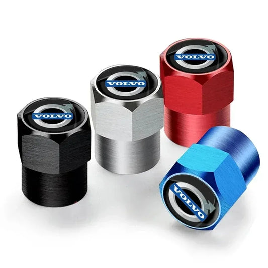 Metal Car Tire Valve Caps – 4pcs, 8 Colors, Round & Hex Style