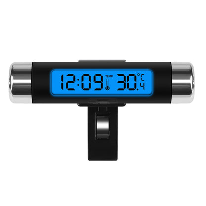 Clip-On Car Clock Thermometer – LCD Digital Display with Blue Backlight