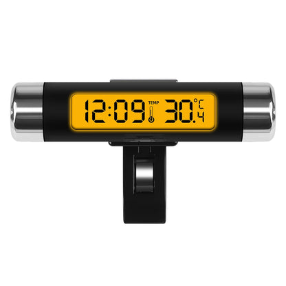 Clip-On Car Clock Thermometer – LCD Digital Display with Blue Backlight