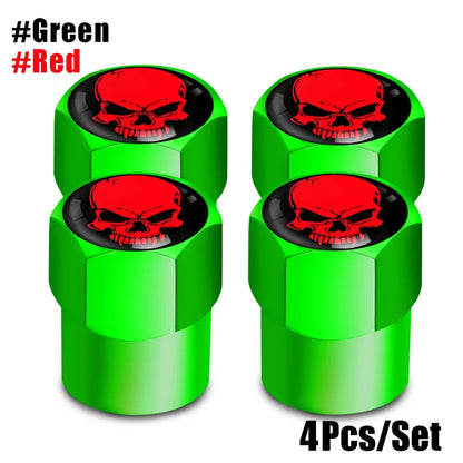 4Pcs/Set Skull Tire Valve Stem Cap
