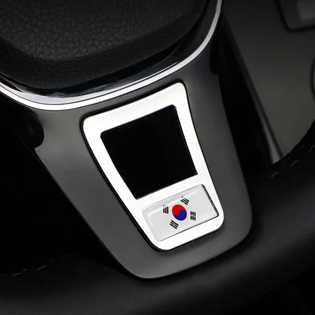 Steering Wheel Emblem Cover Sticker – Flag & Carbon Fiber Designs