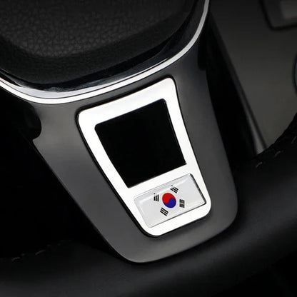 Steering Wheel Emblem Cover Sticker – Flag & Carbon Fiber Designs