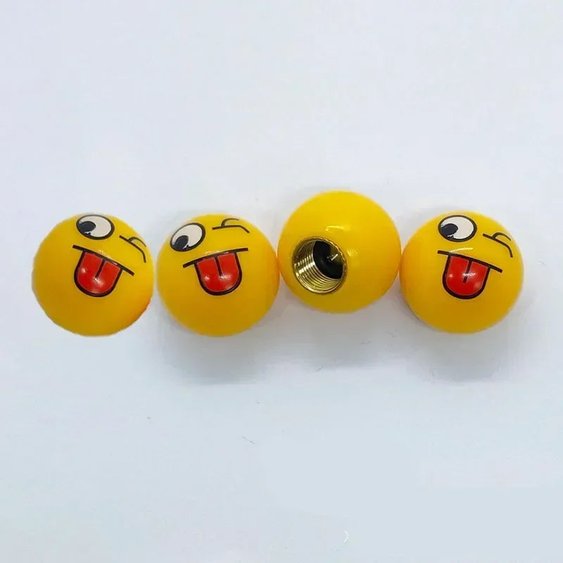 4Pcs/Set Smiley Ball Tire Valve Caps