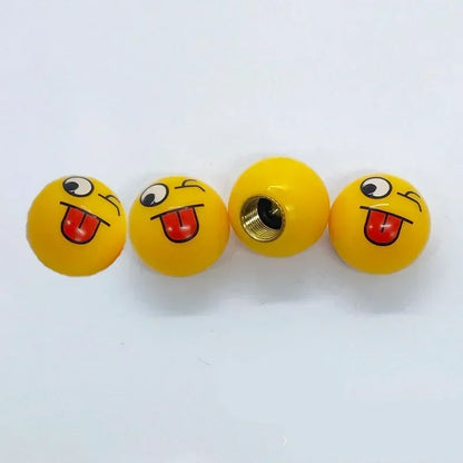 4Pcs/Set Smiley Ball Tire Valve Caps