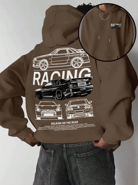 Racing Car Graphic Hoodie – Double-Sided Print Unisex Sweatshirt