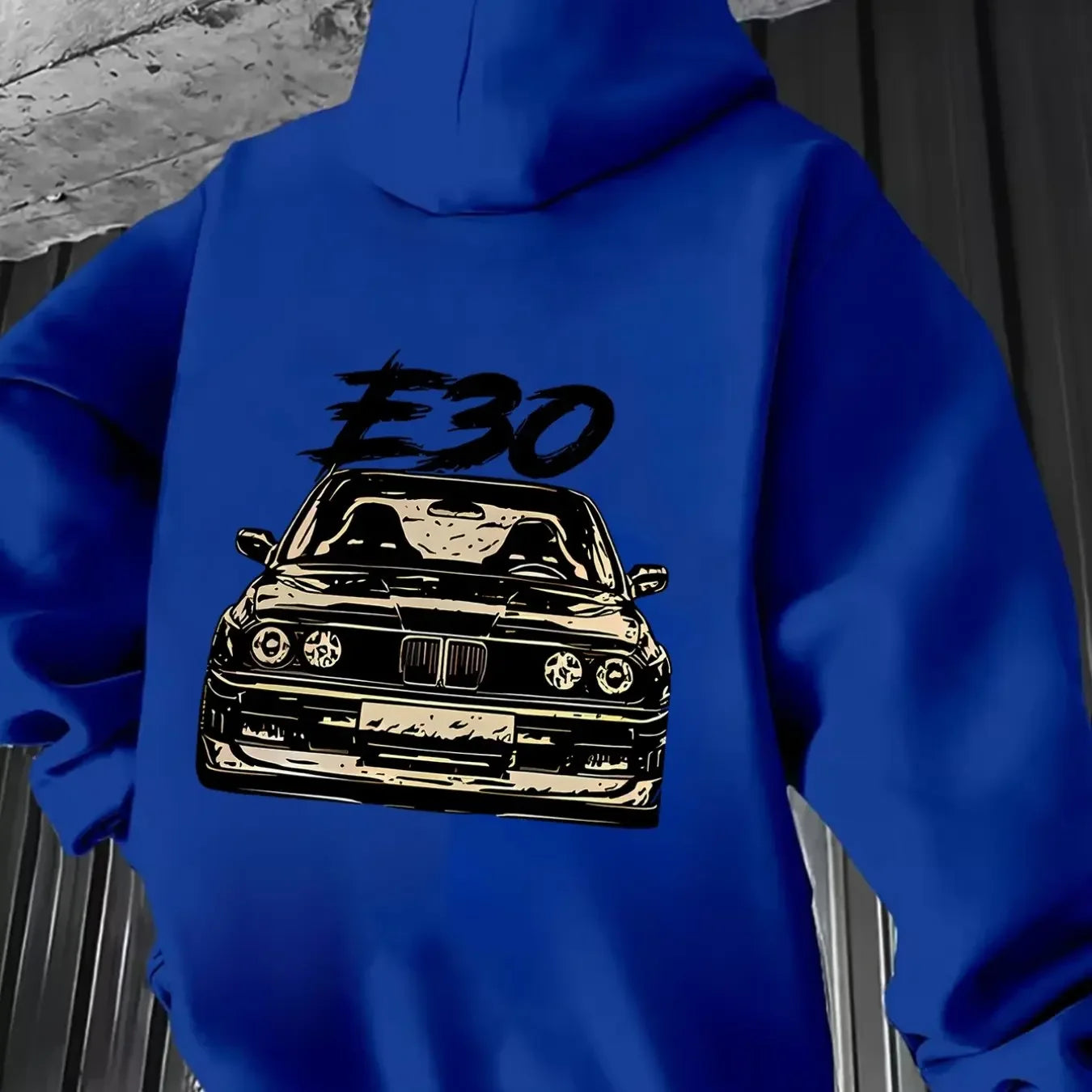 Oversized Classic Car Print Hoodie